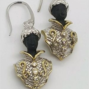 Venetian Sterling Silver, 18k GP, Ebony & Crystals